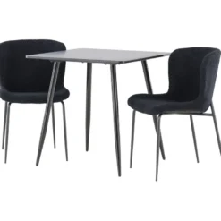 Ruokailuryhmä Venture Home, 75x75cm musta Polar-pöytä + 2 Modesto-tuolia