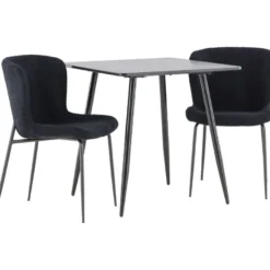 Ruokailuryhmä Venture Home, 75x75cm musta Polar-pöytä + 2 Modesto-tuolia