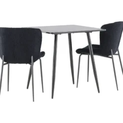 Ruokailuryhmä Venture Home, 75x75cm musta Polar-pöytä + 2 Modesto-tuolia
