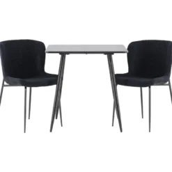 Ruokailuryhmä Venture Home, 75x75cm musta Polar-pöytä + 2 Modesto-tuolia