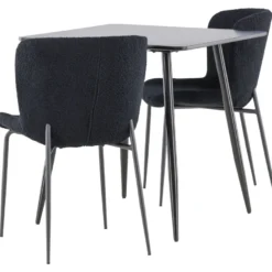 Ruokailuryhmä Venture Home, 75x75cm musta Polar-pöytä + 2 Modesto-tuolia