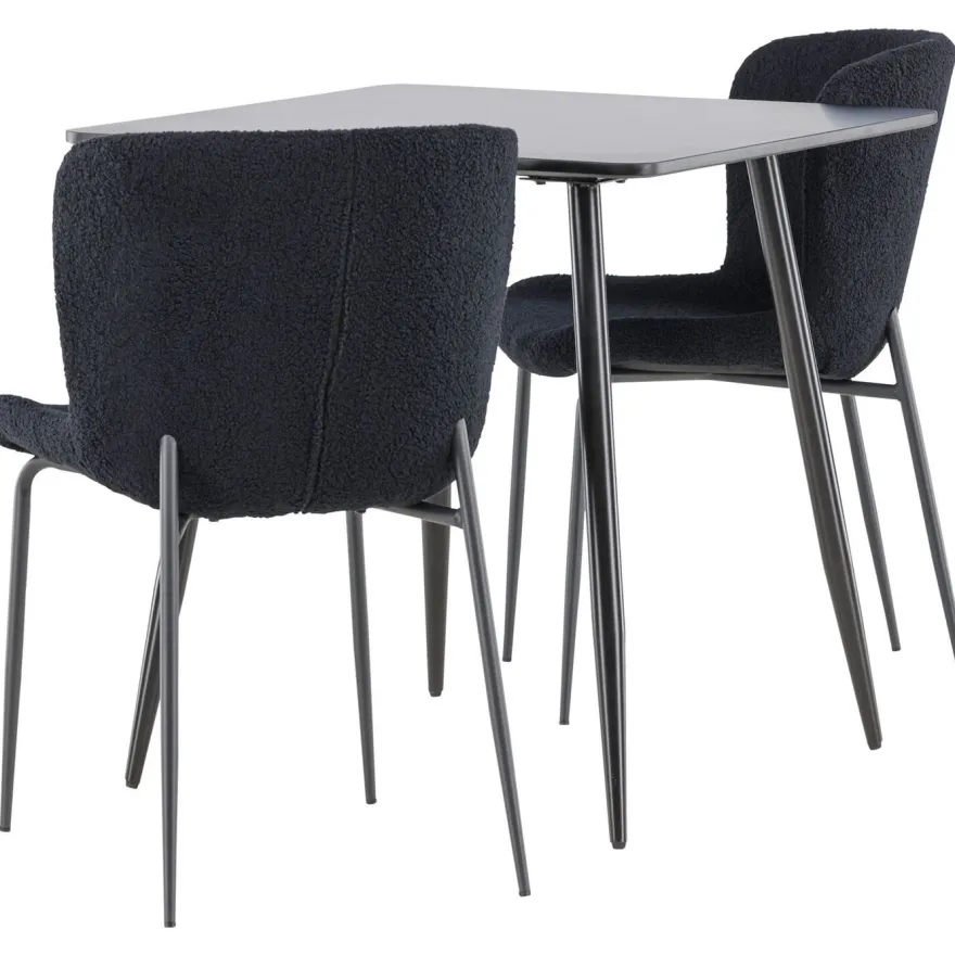 Ruokailuryhmä Venture Home, 75x75cm musta Polar-pöytä + 2 Modesto-tuolia
