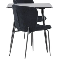 Ruokailuryhmä Venture Home, 75x75cm musta Polar-pöytä + 2 Modesto-tuolia