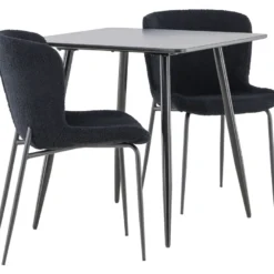 Ruokailuryhmä Venture Home, 75x75cm musta Polar-pöytä + 2 Modesto-tuolia