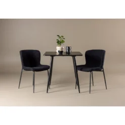 Ruokailuryhmä Venture Home, 75x75cm musta Polar-pöytä + 2 Modesto-tuolia