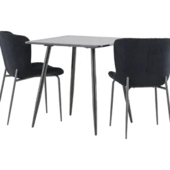 Ruokailuryhmä Venture Home, 75x75cm musta Polar-pöytä + 2 Modesto-tuolia