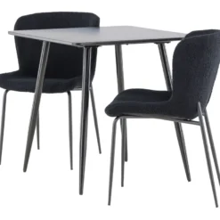 Ruokailuryhmä Venture Home, 75x75cm musta Polar-pöytä + 2 Modesto-tuolia