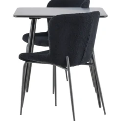 Ruokailuryhmä Venture Home, 75x75cm musta Polar-pöytä + 2 Modesto-tuolia