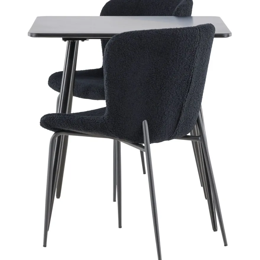 Ruokailuryhmä Venture Home, 75x75cm musta Polar-pöytä + 2 Modesto-tuolia