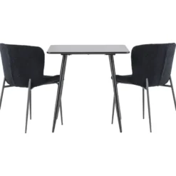 Ruokailuryhmä Venture Home, 75x75cm musta Polar-pöytä + 2 Modesto-tuolia