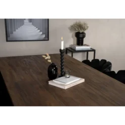 Ruokailuryhmä Venture Home, 250x100cm ruskea Padang-pöytä + 6 mustaa Limhamn-tuolia, sametti
