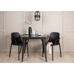 Ruokailuryhmä Venture Home, 80x80cm musta Tempe-pöytä + 2 mustaa Baltimore-tuolia