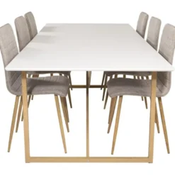 Ruokailuryhmä Venture Home, 240x100cm Palace-pöytä + 6 beigeä Windu Lyx -tuolia