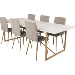 Ruokailuryhmä Venture Home, 240x100cm Palace-pöytä + 6 beigeä Windu Lyx -tuolia