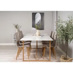 Ruokailuryhmä Venture Home, 240x100cm Palace-pöytä + 6 beigeä Windu Lyx -tuolia