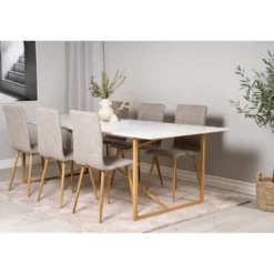 Ruokailuryhmä Venture Home, 240x100cm Palace-pöytä + 6 beigeä Windu Lyx -tuolia