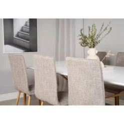 Ruokailuryhmä Venture Home, 240x100cm Palace-pöytä + 6 beigeä Windu Lyx -tuolia