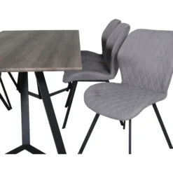 Ruokailuryhmä Venture Home, 180x90cm harmaa/musta Marina-pöytä + 6 harmaata Gemma-tuolia
