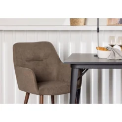 Ruokailuryhmä Venture Home, 80x80cm musta Tempe-pöytä + 2 ruskeaa Tomorrow-tuolia