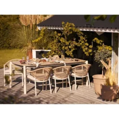 Ruokapöydän tuoli terassille House Nordic Abela, pehmusteella, ruskea/beige