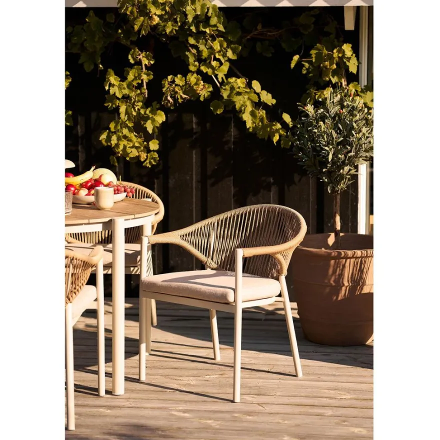 Ruokapöydän tuoli terassille House Nordic Abela, pehmusteella, ruskea/beige