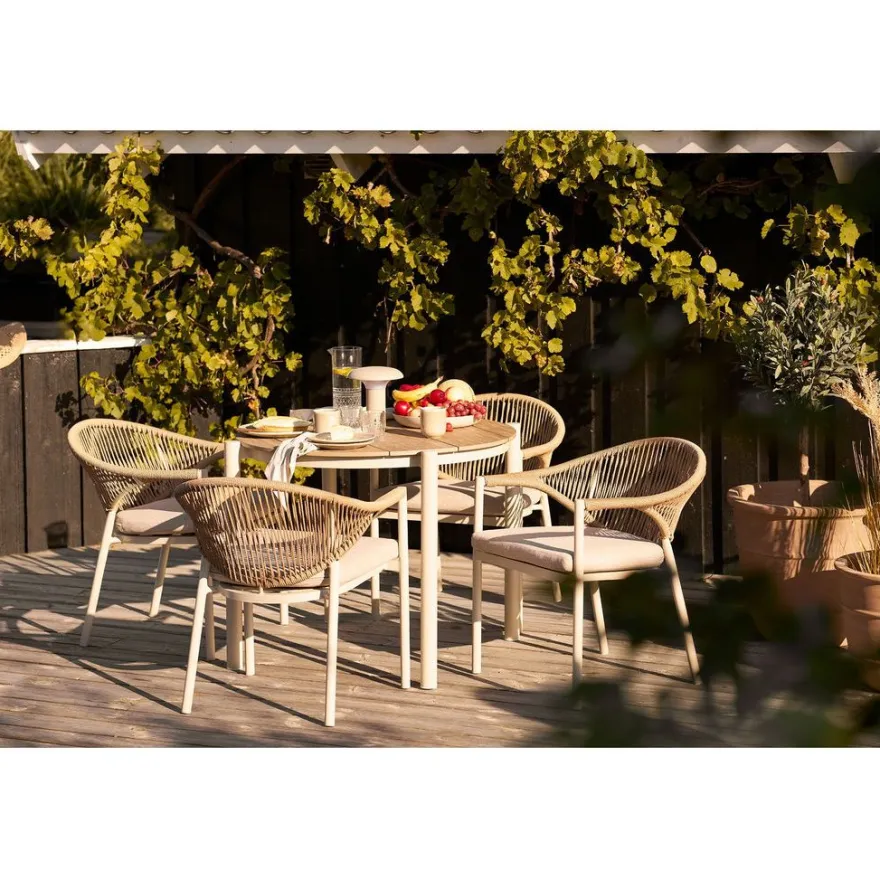 Ruokapöydän tuoli terassille House Nordic Abela, pehmusteella, ruskea/beige