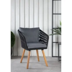 Ruokapöydän tuoli Venture Home Chania, musta/akaasia