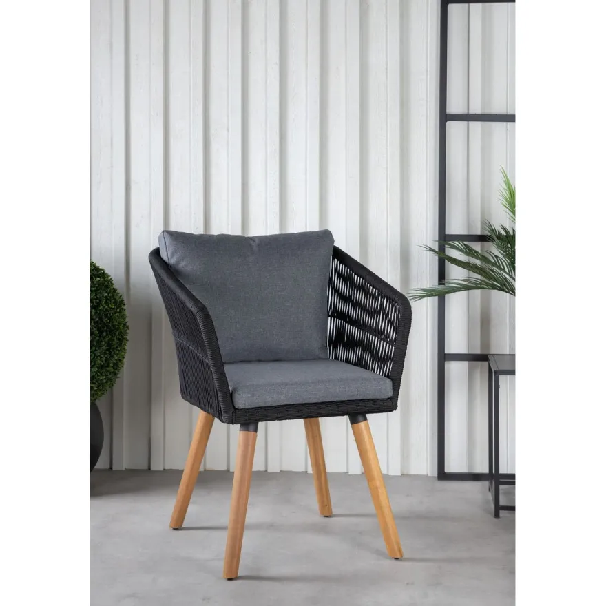 Ruokapöydän tuoli Venture Home Chania, musta/akaasia