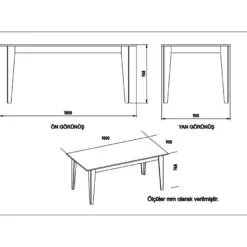 Ruokapöytä Linento Furniture Polka, 180x90cm