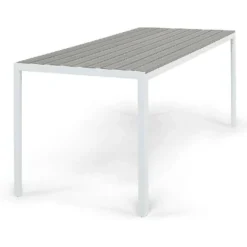 Ruokapöytä Tunis 205cm, 6-istuttava, harmaa/valkoinen
