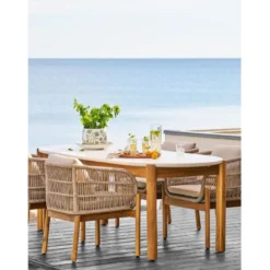 Ruokapöytä ulos House Nordic Terracina, 95x210x76cm, akaasia/terrazzo