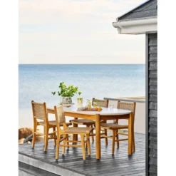 Ruokapöytä ulos House Nordic Terracina, 95x210x76cm, akaasia/terrazzo