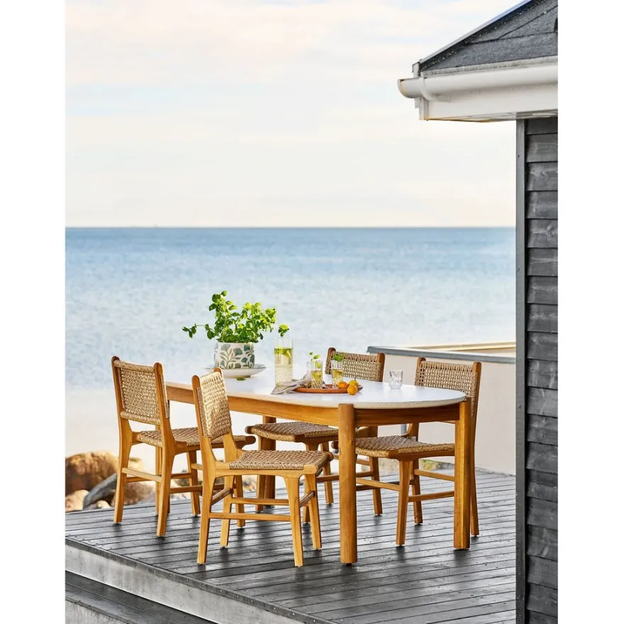 Ruokapöytä ulos House Nordic Terracina, 95x210x76cm, akaasia/terrazzo