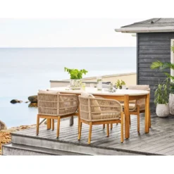 Ruokapöytä ulos House Nordic Terracina, 95x210x76cm, akaasia/terrazzo