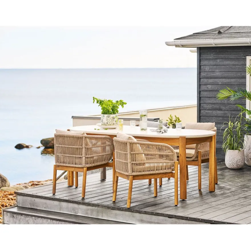 Ruokapöytä ulos House Nordic Terracina, 95x210x76cm, akaasia/terrazzo