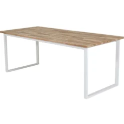 Ruokapöytä Venture Home Cirebon, 200x90cm, tiikki/valkoinen