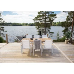 Ruokapöytä Venture Home Mexico, 210x100cm, tiikki/valkoinen