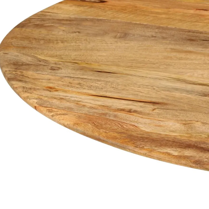 Ruokapöytä Ø110x78 cm täysi mangopuu ja teräs (38454)