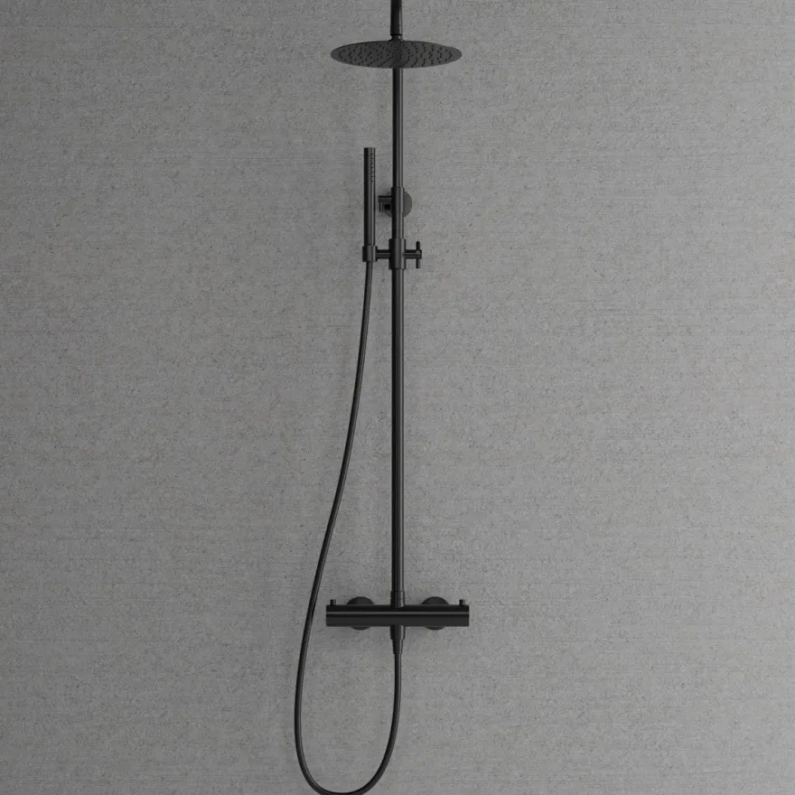 Sadesuihkusetti Scandtap Steel Pleasure 2, termostaattihanalla, suihkupää ⌀250mm, kiiltävä musta