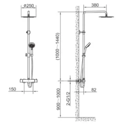 Sadesuihkusetti Scandtap Steel Pleasure 2, termostaattihanalla, suihkupää ⌀250mm, kiiltävä musta