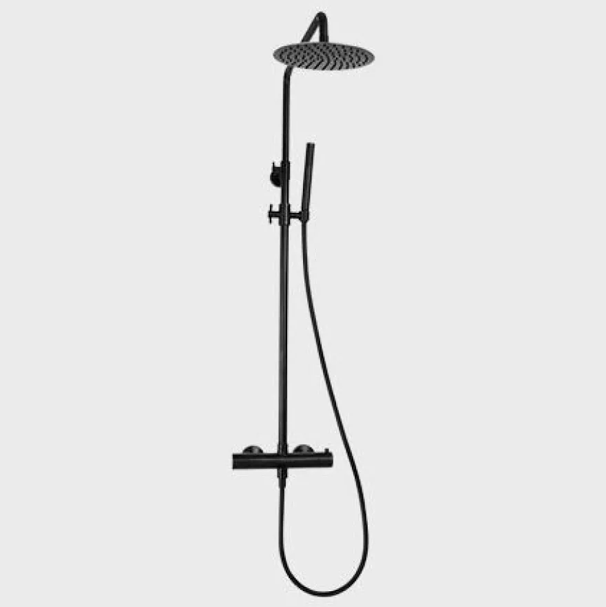 Sadesuihkusetti Scandtap Steel Pleasure 2, termostaattihanalla, suihkupää ⌀250mm, kiiltävä musta