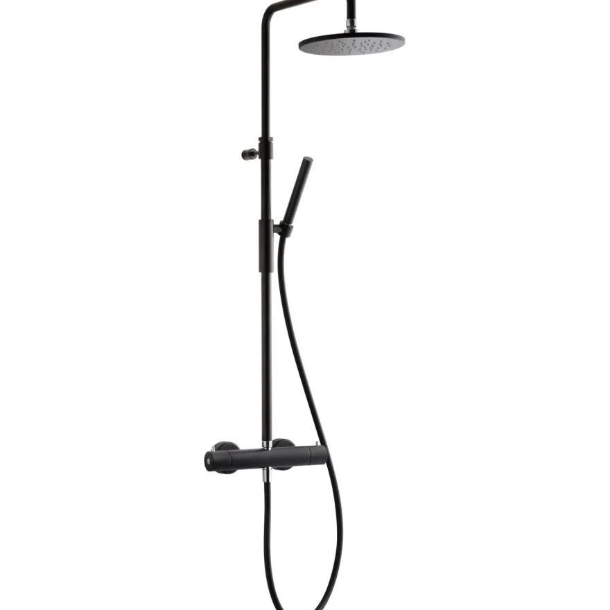 Sadesuihkusetti Tapwell TVM7200 Matte Black, termostaattihanalla, suihkupää ⌀250mm, matta musta
