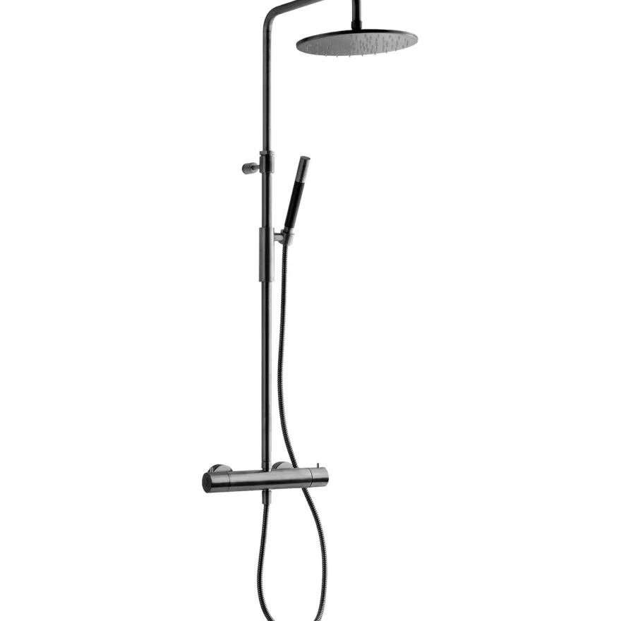 Sadesuihkusetti Tapwell TVM7200 Brushed Black Chrome, termostaattihanalla, suihkupää ⌀250mm, harjattu musta
