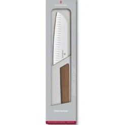 Santoku-kokkiveitsi Victorinox Swiss Modern, 17cm, ovaalihiottu, ruskea