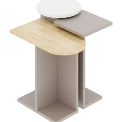 Sarjapöytä Linento Furniture Mund, 3-osainen, beige/tammi/valkoinen