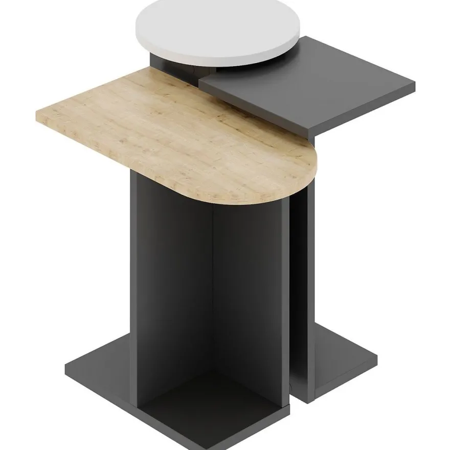 Sarjapöytä Linento Furniture Mund, 3-osainen, antrasiitti/tammi/valkoinen
