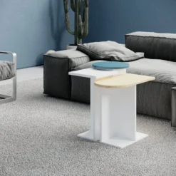 Sarjapöytä Linento Furniture Mund, 3-osainen, valkoinen/tammi/turkoosi