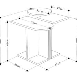 Sarjapöytä Linento Furniture Mund, 3-osainen, valkoinen/tammi/turkoosi