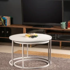 Sarjapöytä Linento Furniture Tambur, 2-osainen, valkoinen