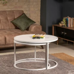 Sarjapöytä Linento Furniture Tambur, 2-osainen, valkoinen